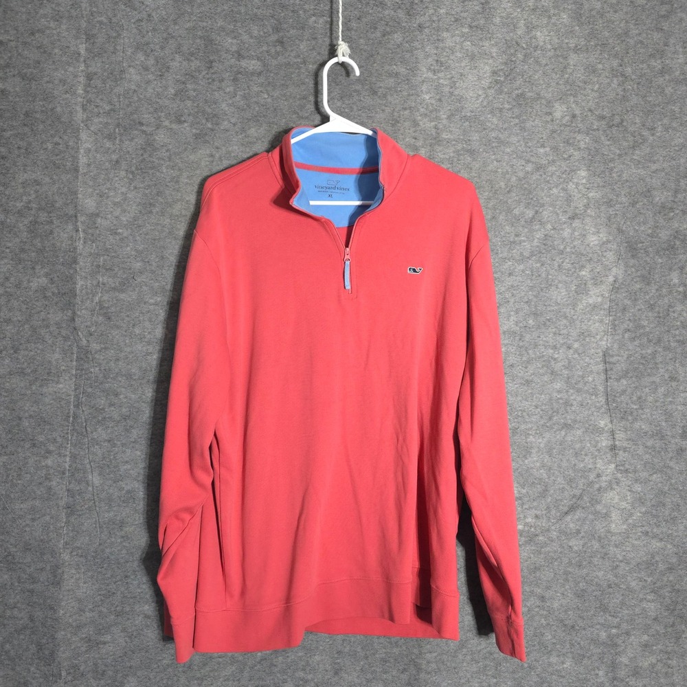 Vineyard Vines Quarter Zip Mens XL Coral Pink Pima Cotton Pullover Logo 15911